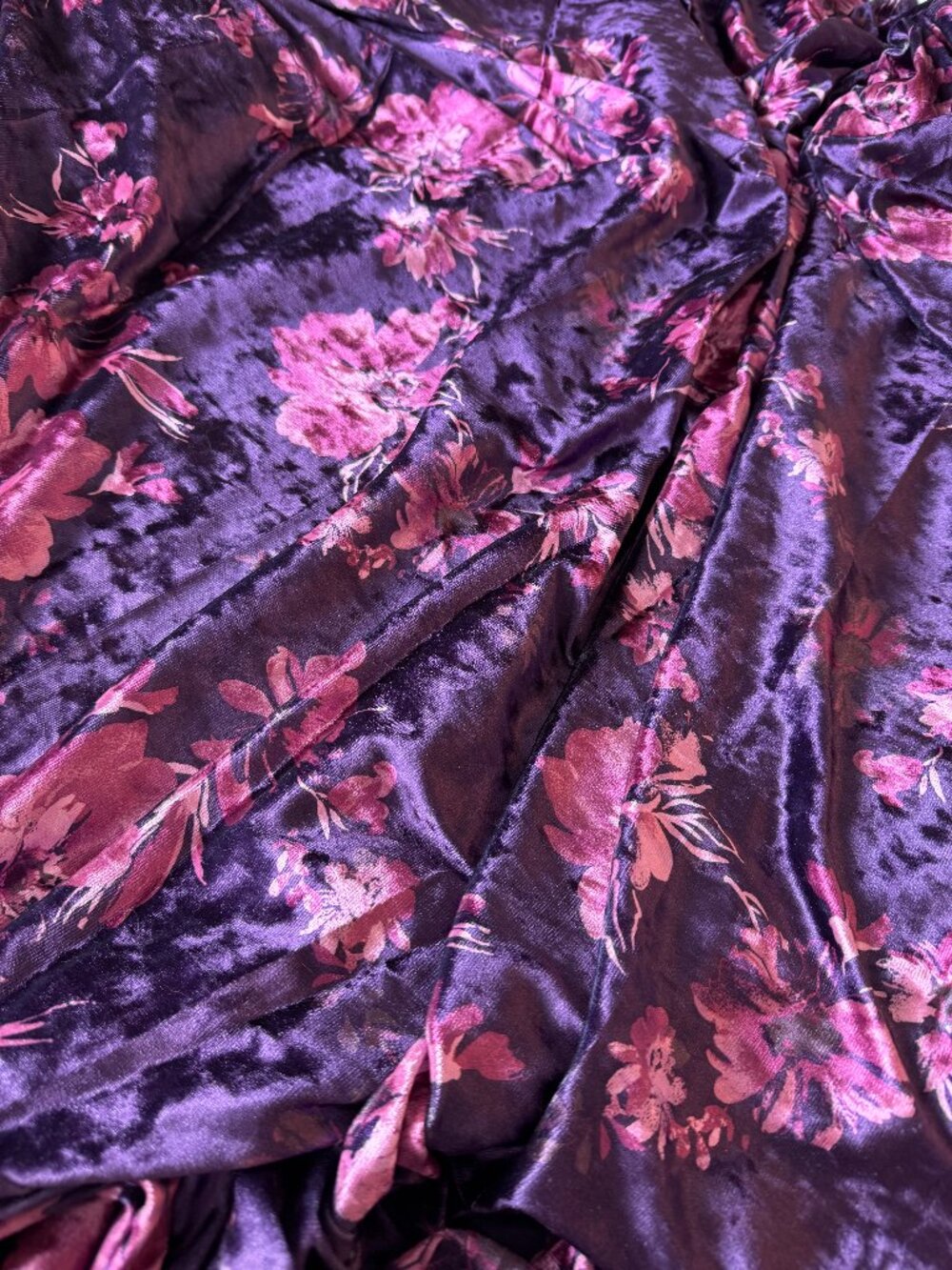 Purple Floral, Velvety Material